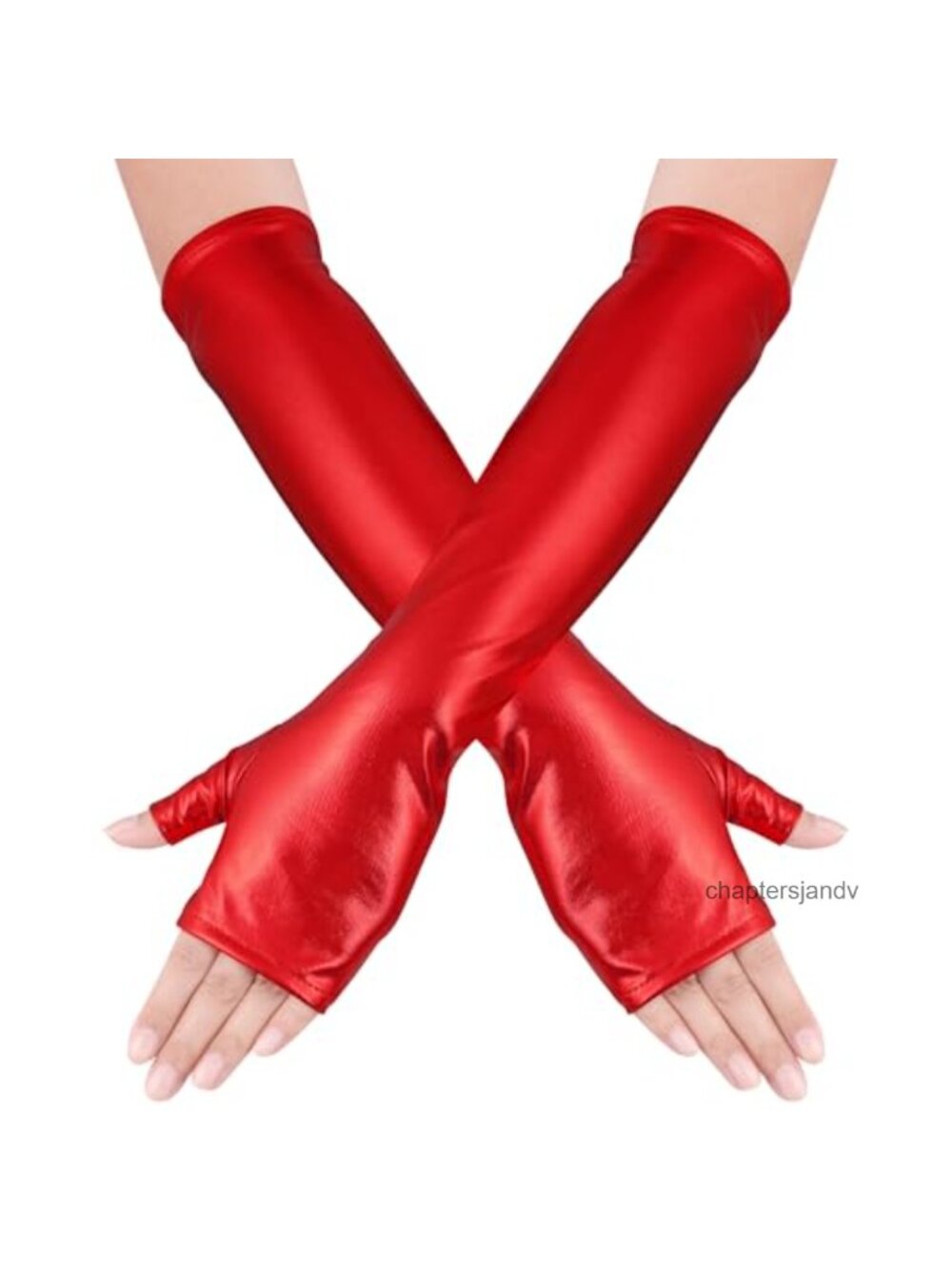 Long Shiny Metallic Fingerless Gloves Halloween Cosplay Costume Accessory